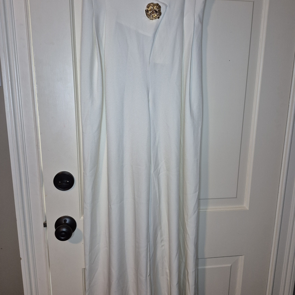 Commense White Wide Leg Jumpsuit